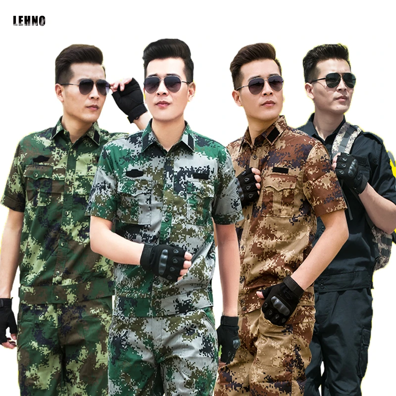 Traje de camuflaje al aire libre para hombre, ropa de entrenamiento militar de corta, uniformes de verano, conjunto de Top y pantalón del de comando de la suit|military trainingmilitary