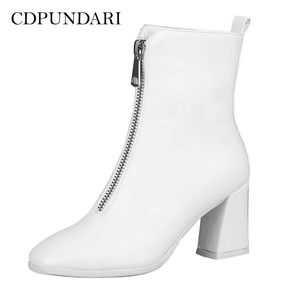 square toe white ankle boots