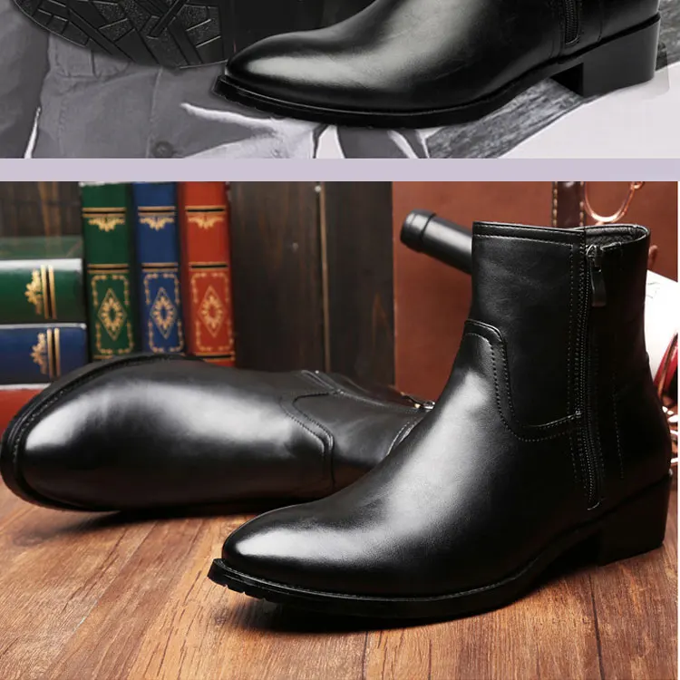 CMSOLO/мужские Ботинки martin; зимняя новая Теплая обувь; мужские черные ботинки с острым носком; мужские уличные зимние резиновые сапоги; вечерние модные брендовые ботинки