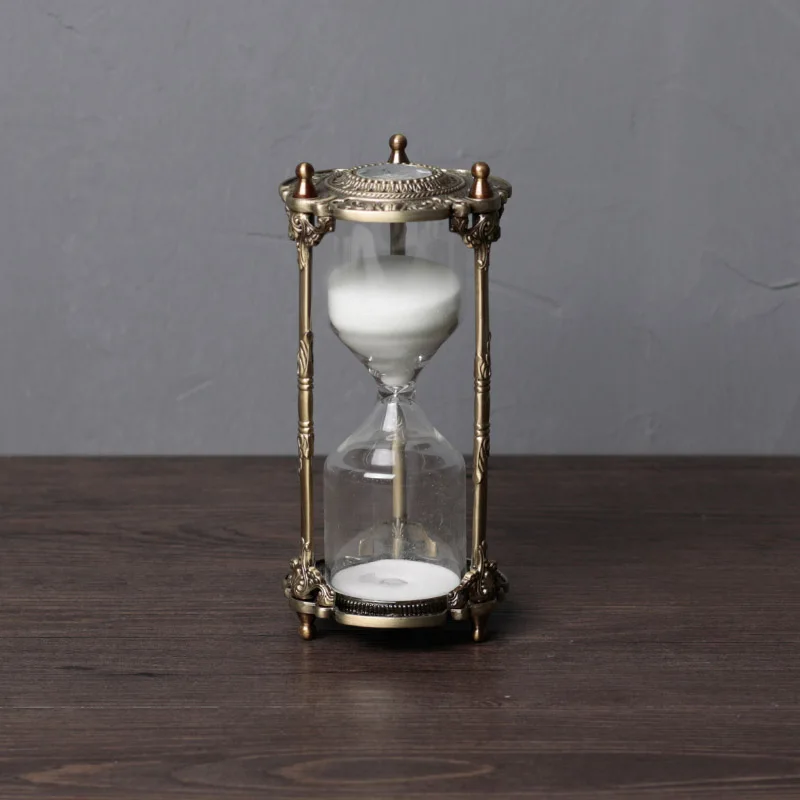 

European hourglass timer 15/30min clock sand metal+glass decorative sand hourglasses sand sand timer for desk decoration A06-2