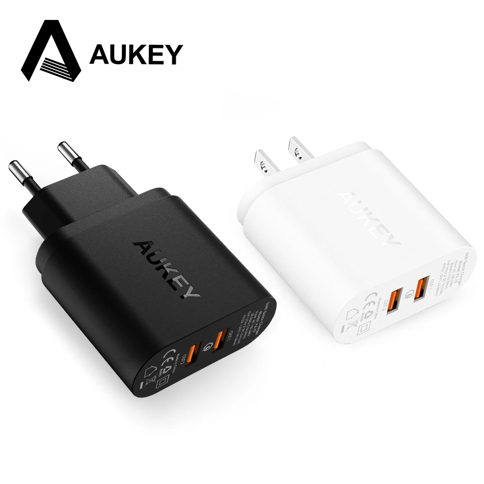 AUKEY 2 Port Qualcomm Quick Charge 2 0 36W Fast Smart USB Wall Travel Charger for