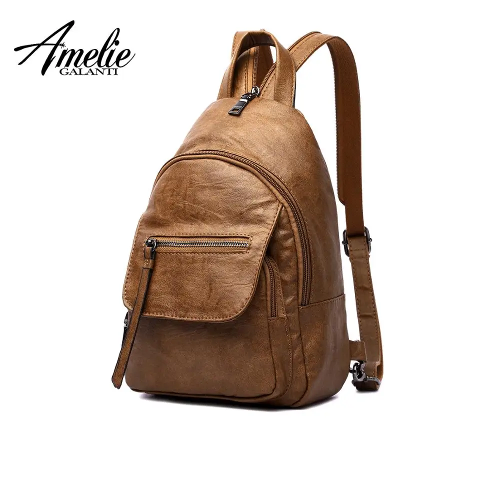 

AMELIE GALANTI Luxury Leather Women Backpack Travel Mini Backpack Mochilas School Bags Women Shoulder Bag Fashion Lady Backpack