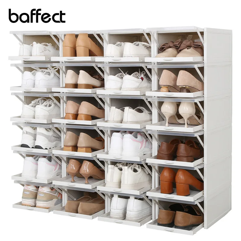 Baffect 3pcs Lot Shoes Rack Plastic Stackable Shoe Boxes Shoebox