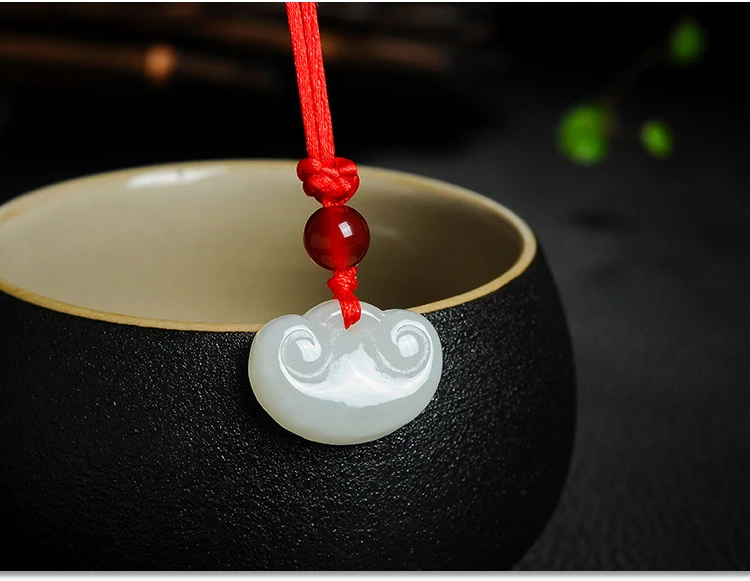 Hetian jade кулон желаемый длинный замок жизни женские модели белый нефритовый желанный нефритовый кулон шейные украшения с сертификатом - Цвет камня: Зеленый