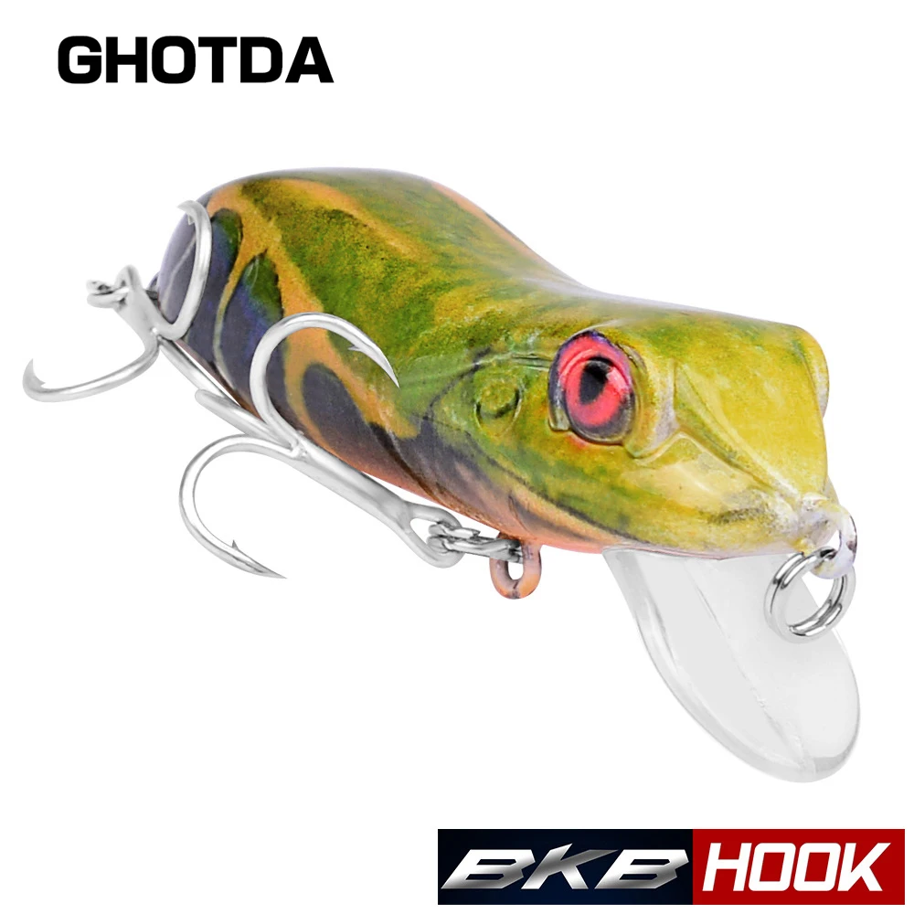 

1PC Top Fishing Lures 4cm-1.57"/9.5g-0.34oz Realistic Frog Shape Fishing Bait 8# BKB Hooks