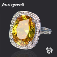 Роскошные обручальные кольца PANSYSEN из серебра 925 пробы, кольцо с натуральным розовым желтым цирконием, ювелирное изделие, размер 6-9
