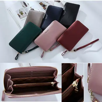 

Women Zipper Letter Print Clutch Leather Wallet Long Card Holder Phone Bag Case Purse lady Handbags