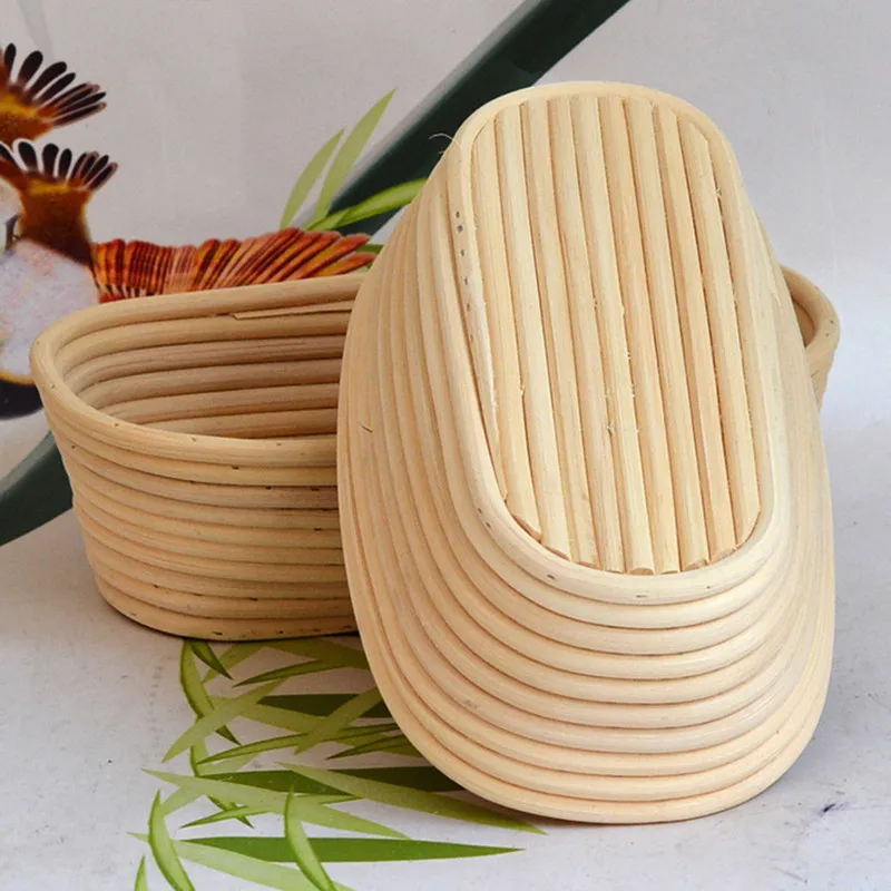 

4YANG European-style Fermented Rattan Basket Rustic Bread Round Rattan Bowl Oval Bread Fruit Basket Storage Basket Rattan