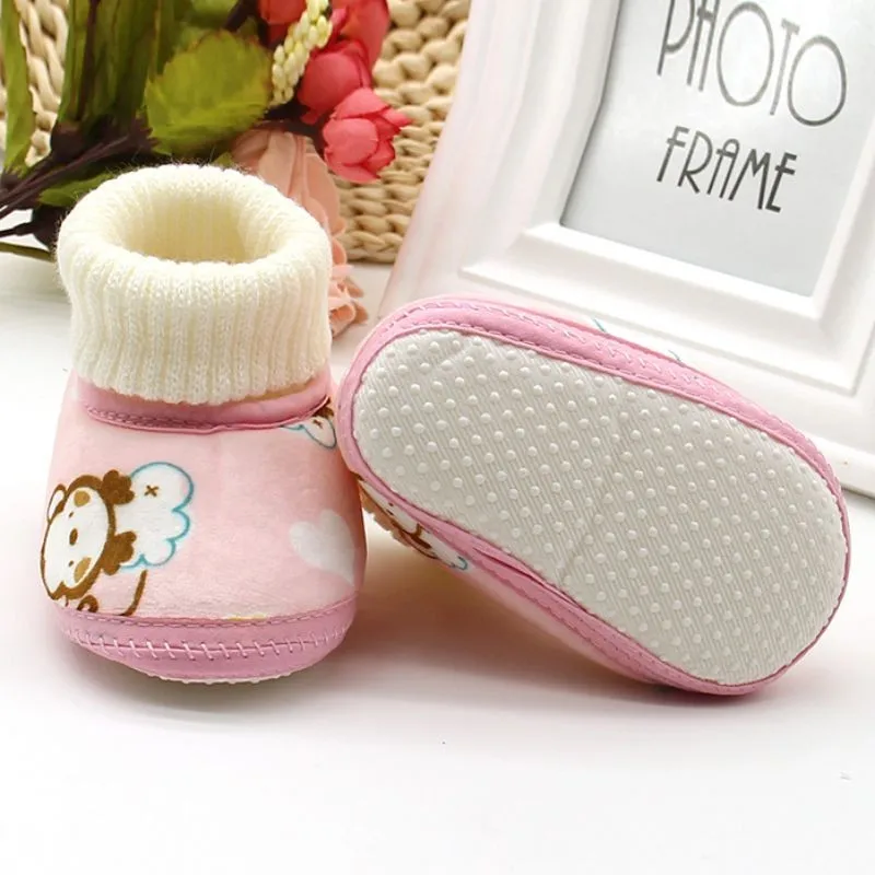 Милые детские зимние ботинки с принтом «Luo»; теплые ботинки на мягкой подошве для маленьких девочек и мальчиков; ботинки для малышей