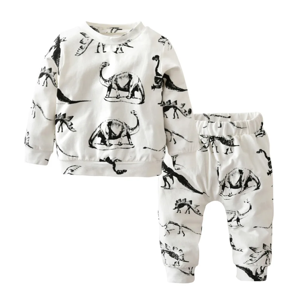

Baby Boy Clothing Sets Baby Boys Girls Clothes Cotton Dinosaur Printed Long Sleeve T-shirt+Pants Infant Clothes 2PCS Suit