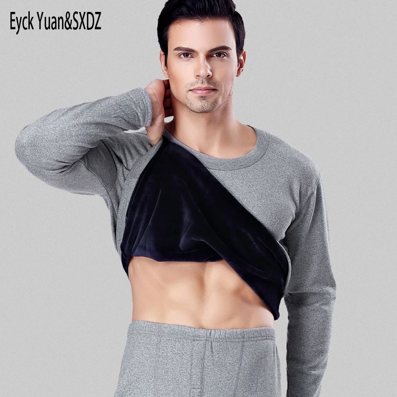 

Winter Warm Functional Thermal underwear High Quality Men Long Johns Elastic O Neck plus thicker for thermo underwear Set