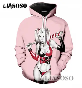 

LIASOSO Fashion Newest Brand Hoodies 3D Print Sexy Harley Quinn Pullover Men/Women Sweatshirt Casual Long Sleeve Tracksuit T857