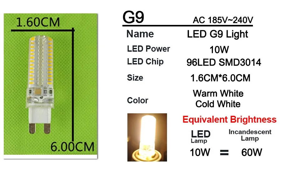 5 Вт~ 12w светодиоидная лампа с регулируемой яркостью светодиодный G9 220V лампы G9 вместо 30~ 70 Вт галогенные лампы SMD 2835 Светодиодный G9 светильник Светодиодный лампа с украшением в виде кристаллов Lampara Bombilla ампулы - Испускаемый цвет: NonDimmable 10w