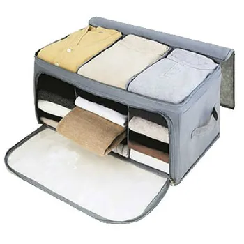 

High Quality Foldable Bamboo Fibre Home Storage Bag Box Quilt Cloths Organizer