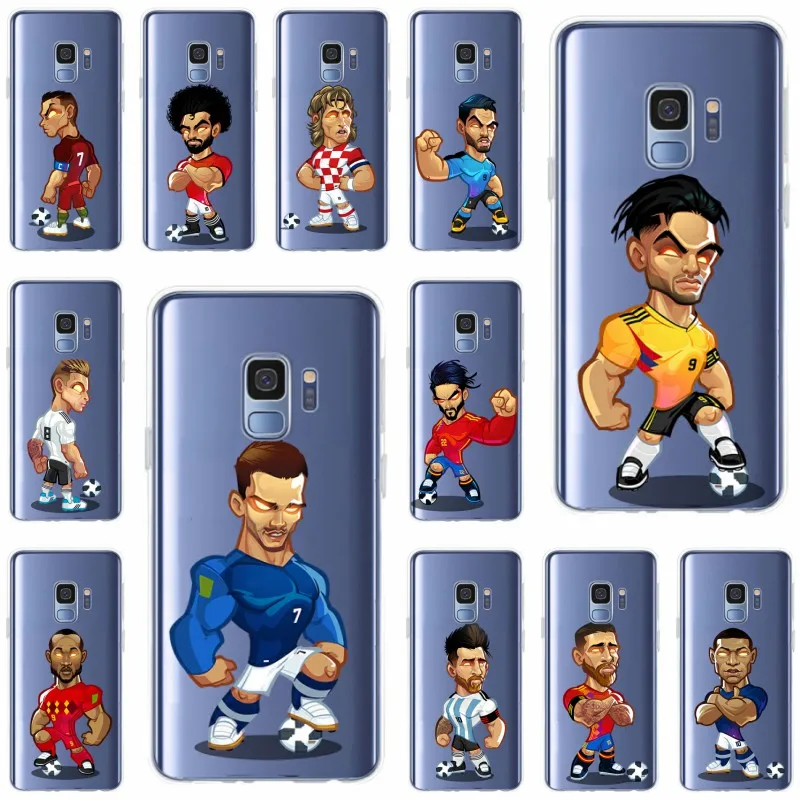 

For Samsung Galaxy S6 A7 S8 S9 Plus A5 J5 J7 2016 Griezmann Mbappe Salah Dybala Neymar jr Ronaldo Football Jersey Phone Case