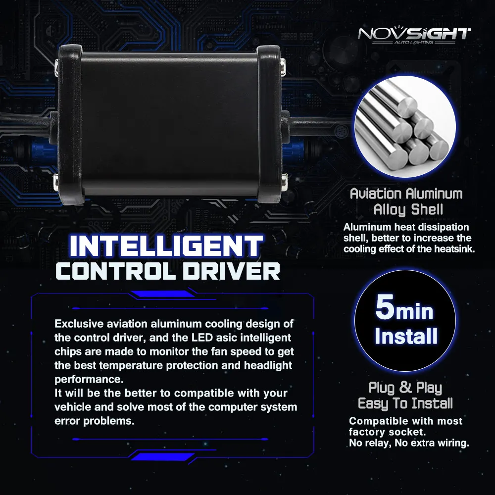 NOVSIGHT H4 H7 H11 H1 9005 9006 Автомобильные светодиодные лампы для фар Hi Lo луч 80 Вт 14400LM 5500K