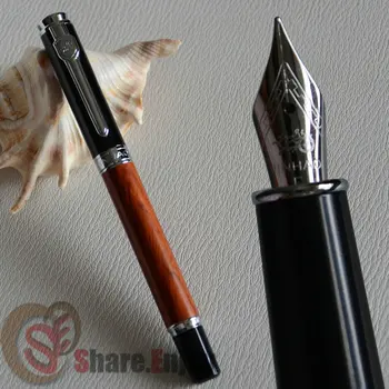 

FOUNTAIN PEN FINE NIB JINHAO 8802 BLACK AND SILVER 18KGP ROSEWOOD