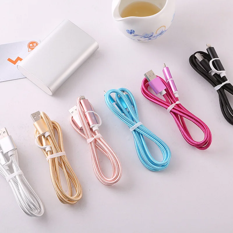 2017 кабель micro usb для зарядки iphone 6 6s 5S ipad xiaomi/huawei samsung 2 in 1 синхронизации данных и