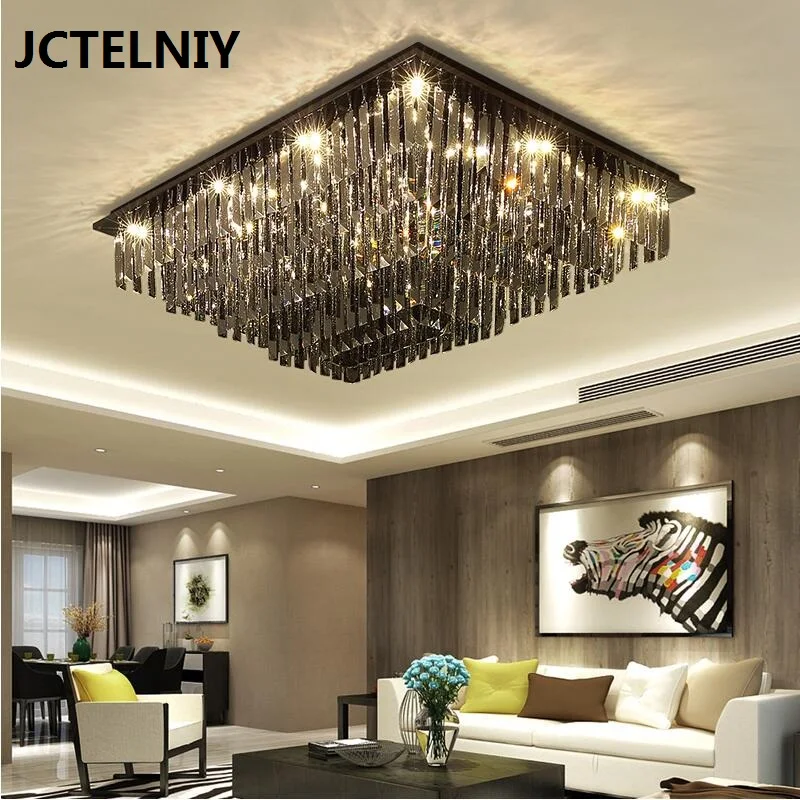 Crystal lamp living room rectangular simple modern led ceiling lamp