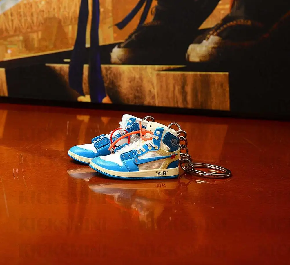 

AJ OG OW UNC Sneaker keychain pendant 3d mini key chain stereo basketball shoe model car couple doll accessorys