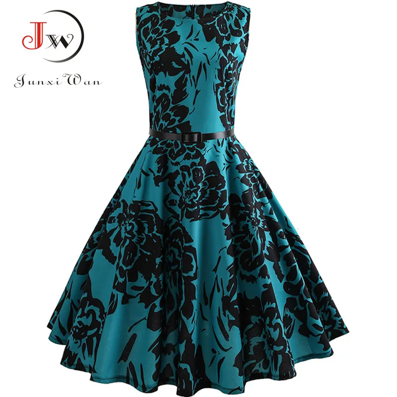 Летние женские платья, повседневные, цветочные, Ретро стиль, 50s 60s Robe Rockabilly Swing Pinup Vestidos, вечерние платья на День святого Валентина - Цвет: 025