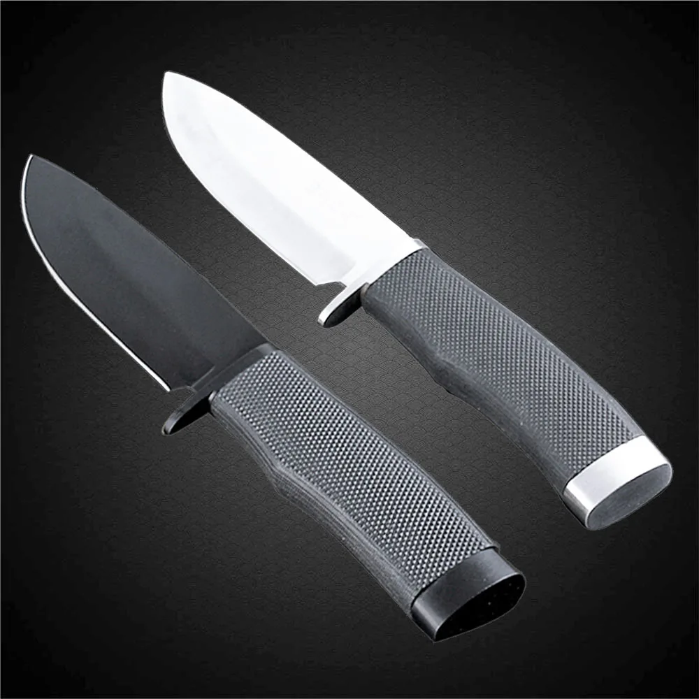 DuoClang Classic Hunting Fixed Blade Knife 440C Stainless Steel Rubber