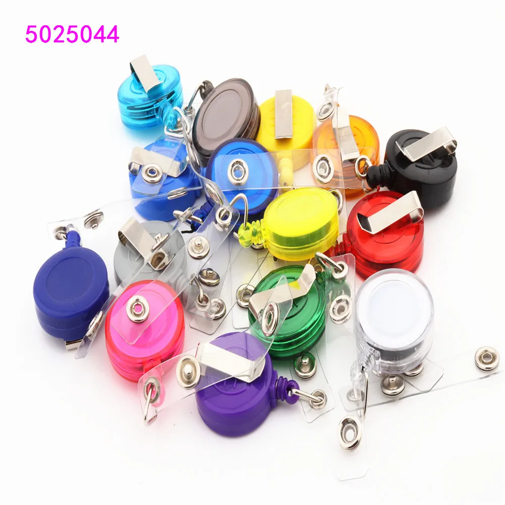 

20 colors Retractable Pull Badge Reel Zinc Alloy Plastic ID Lanyard Name Tag Card Badge Holder Reels Key Ring Chain Clips