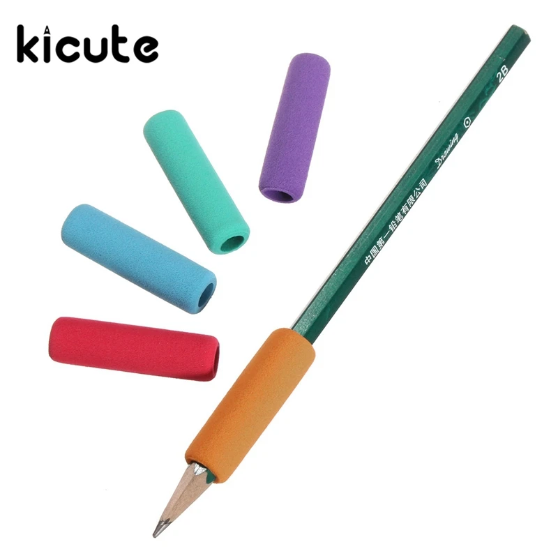 

Kicute 5pcs/pack Comfort Soft Foam Pen Pencil Grips Pen Control Pupil Handwriting Aid Kids Children School Stationery