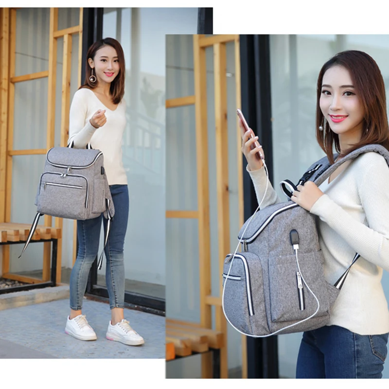 

Large Capacity Baby Maternity Mommy Diaper Backpack Trendy Nappy Stroller Baby Bag With USB Interface Travel Backpack for Dad