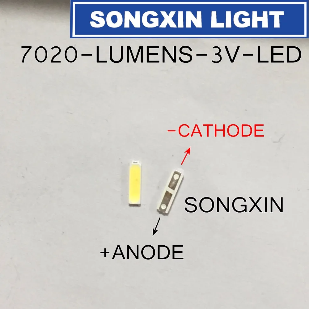 

100PCS FOR LUMENS 7020 3V 0.5W Cool white LED Backlight Middle Power LED LCD Backlight for TV Application SANE7020P-0W-2074