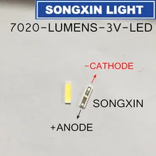 100 шт. для люменов 7020 3 в 0,5 Вт холодный белый Светодиодный подсветка светодиоды средней мощности ЖК-подсветка для ТВ приложения SANE7020P-0W-2074