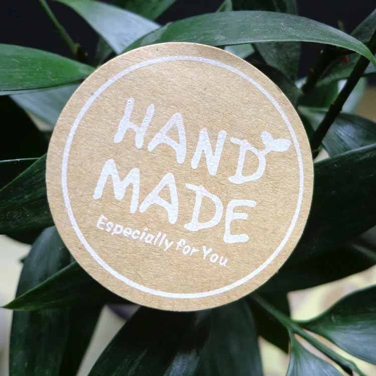 

120Pcs 2019 Hot Sale Hand Made Circle Handmade Cake Packaging Sealing Label Kraft Sticker Baking DIY Gift Round Stickers M1053