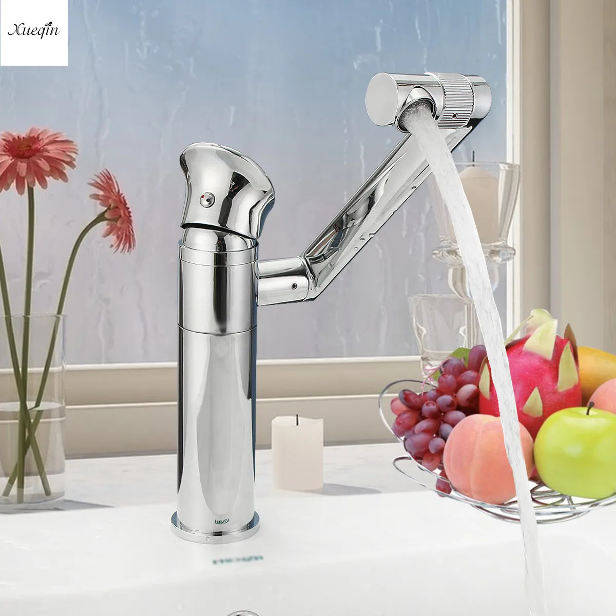 

Xueqin Long Neck Type 360Rotation Spout Bathroom Basin Sink Faucet Mixer Tap Chrome Single Handle Cold And Hot Faucet Bathtub