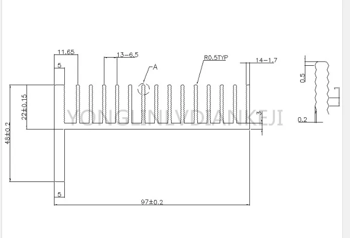 2pcs aluminum heat sink/97*48-150mm LED power controller heat sink/Aluminum radiator/black sink