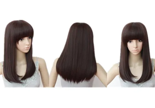 Средний парик Fei-Show синтетические термостойкие волнистые черные темно-коричневые волосы мультфильм ролевой косплей Pelucas вечерние салонные женские парики
