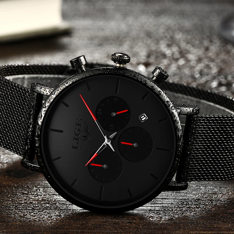 LIGE New Business Date Mens Watches Top Brand Luxury Waterproof Sport Watch Men Ultra Thin Dial Quartz Watch Casual Reloj Hombre
