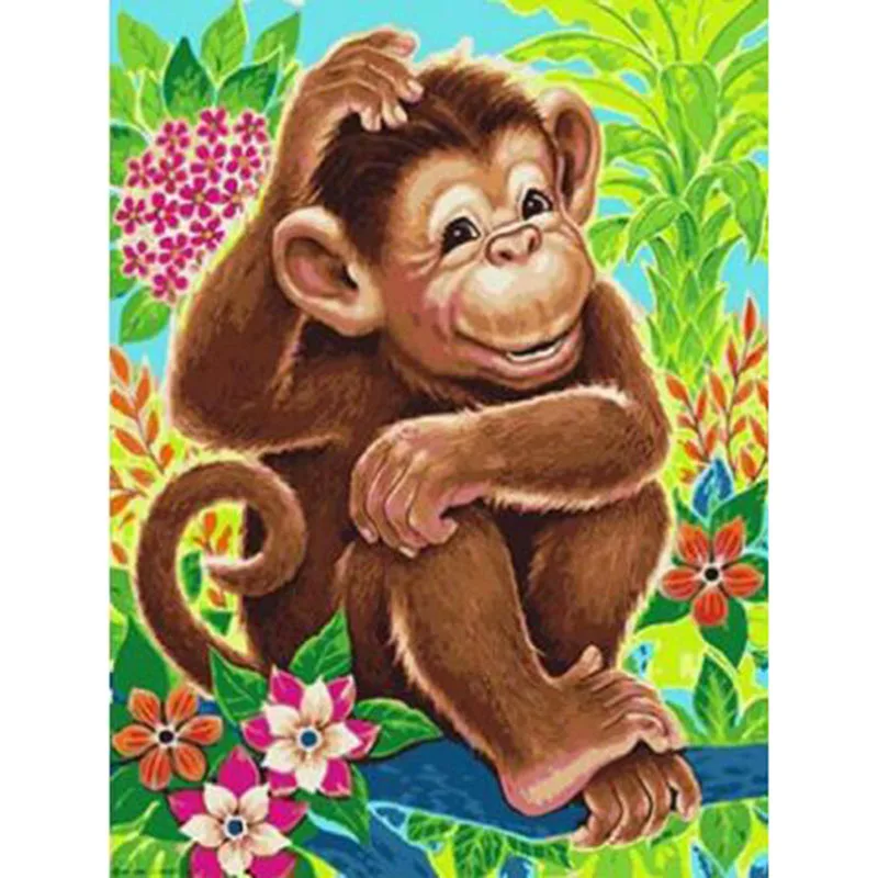 

DIY Diamond Embroidery Monkey Diamond Painting Full Square Resin Rhinestone Animal Mosaic Decoration Painting