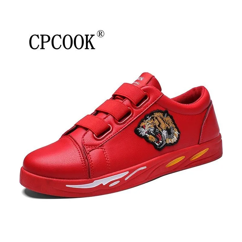 Мужские кроссовки CPCOOK черные кожаные на плоской подошве с логотипом для взрослых