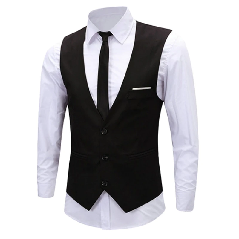 Мужская классическая формальная Бизнес Slim Fit Цепи платье жилет костюм смокинг жилет - изображение
