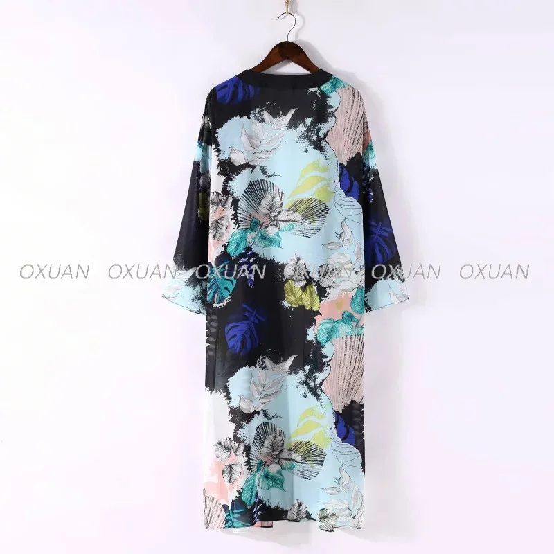Mujeres de verano de largo Kimono mujeres borla bordado Cardigan étnico Vintage Chiffon floral Kimonos blusas casual camisas Mujeres de verano de largo Kimono mujeres borla bordado Cardigan étnico Vintage Chiffon floral Kimonos blusas casual camisas