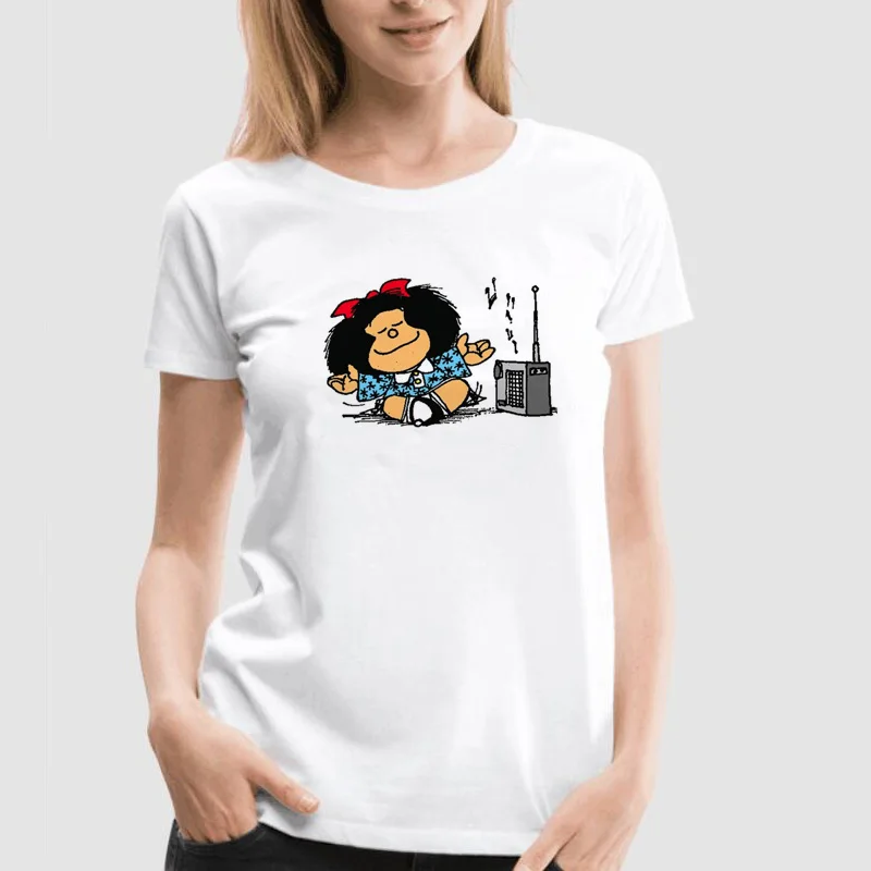 

PAZ Mafalda T-Shirt Women Summer Cotton Short Sleeve Quino T-Shirt Women'S Funny Cute O-Neck T-Shirt Tops Tee Camiseta