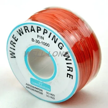 

One Roll Orange 30AWG Wire Wrapping Wire, Tinned Copper Solid, PVC insulation.