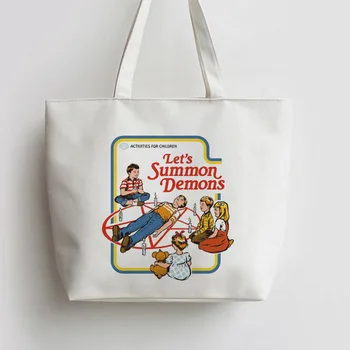 

FOR LET'S SUMMON DEMONS Anime Canvas Tote bags Cartoon Shopping bag Shopper Grocery Bag GA624
