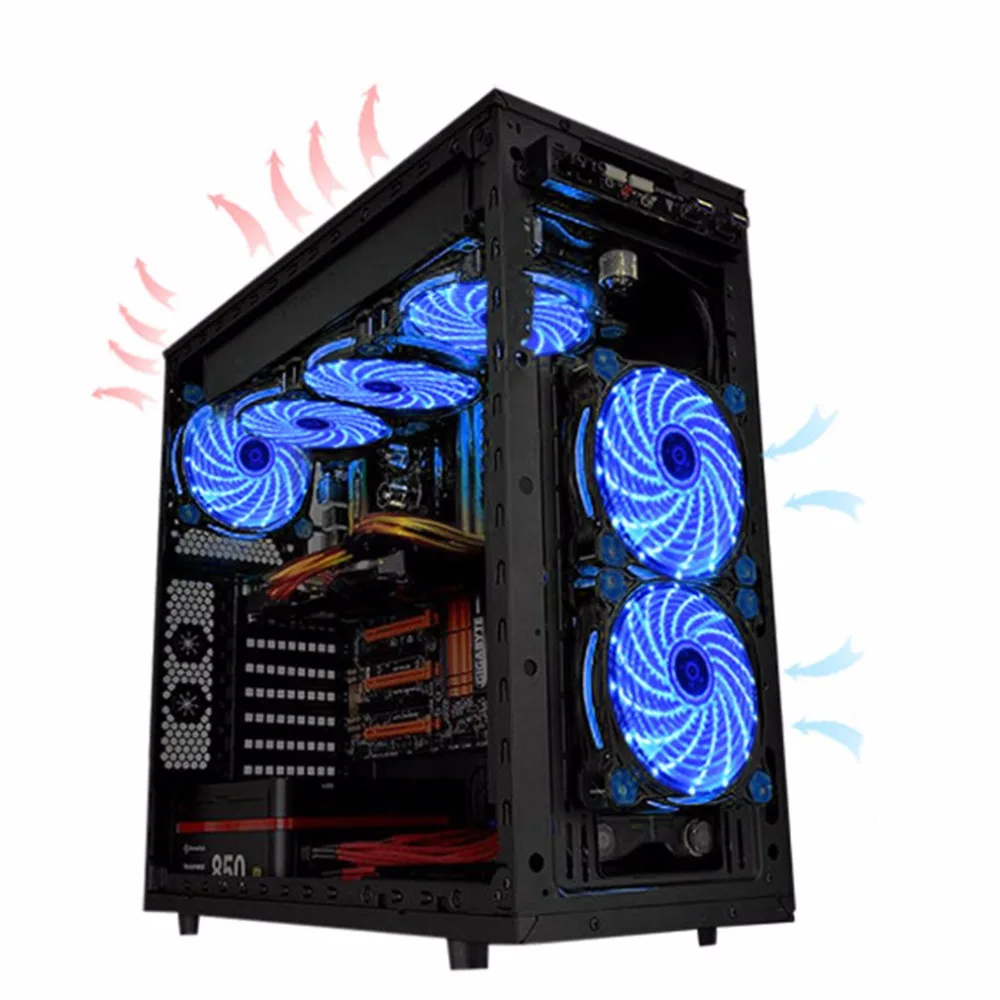 

New 120mm LED Ultra Silent Computer PC Case Fan 15 LEDs 12V With Rubber Quiet Molex Connector Easy Installed Fan High Quality