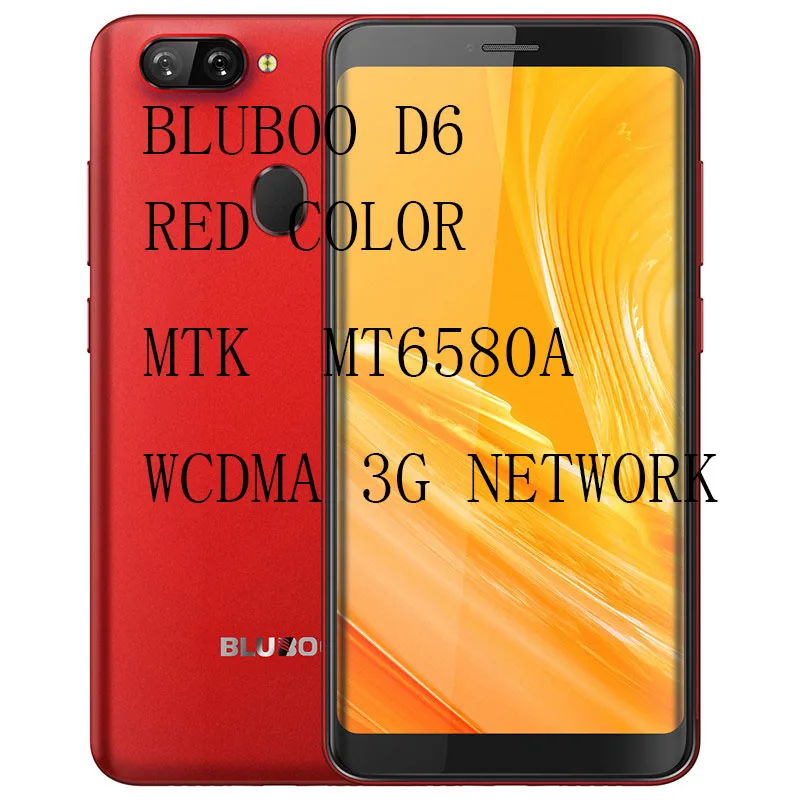 Смартфон Bluboo D6 D6 PRO, Android 8,1, четырехъядерный, 5,5 дюймов, отпечаток пальца, 2 ГБ, 16 ГБ, две sim-карты, аккумулятор 2700 мАч, сотовые телефоны - Цвет: D6WCDMARED