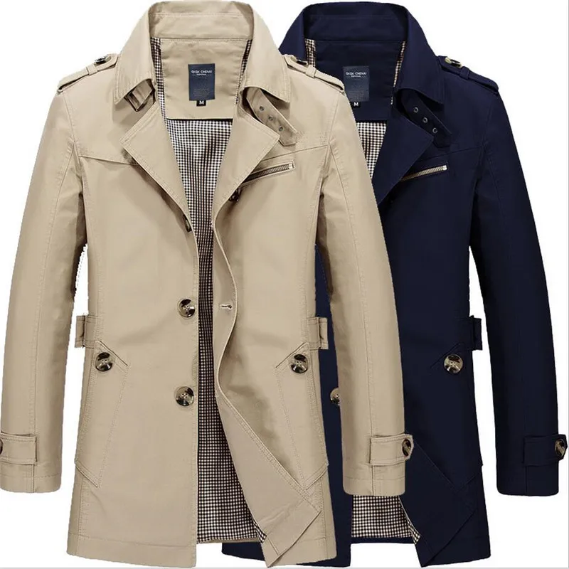 

Men Jacket Autumn Winter Long Section Fashion Casual Solid Trench Coat Jaqueta Masculina Veste Homme Military Jacket Outwear 5XL