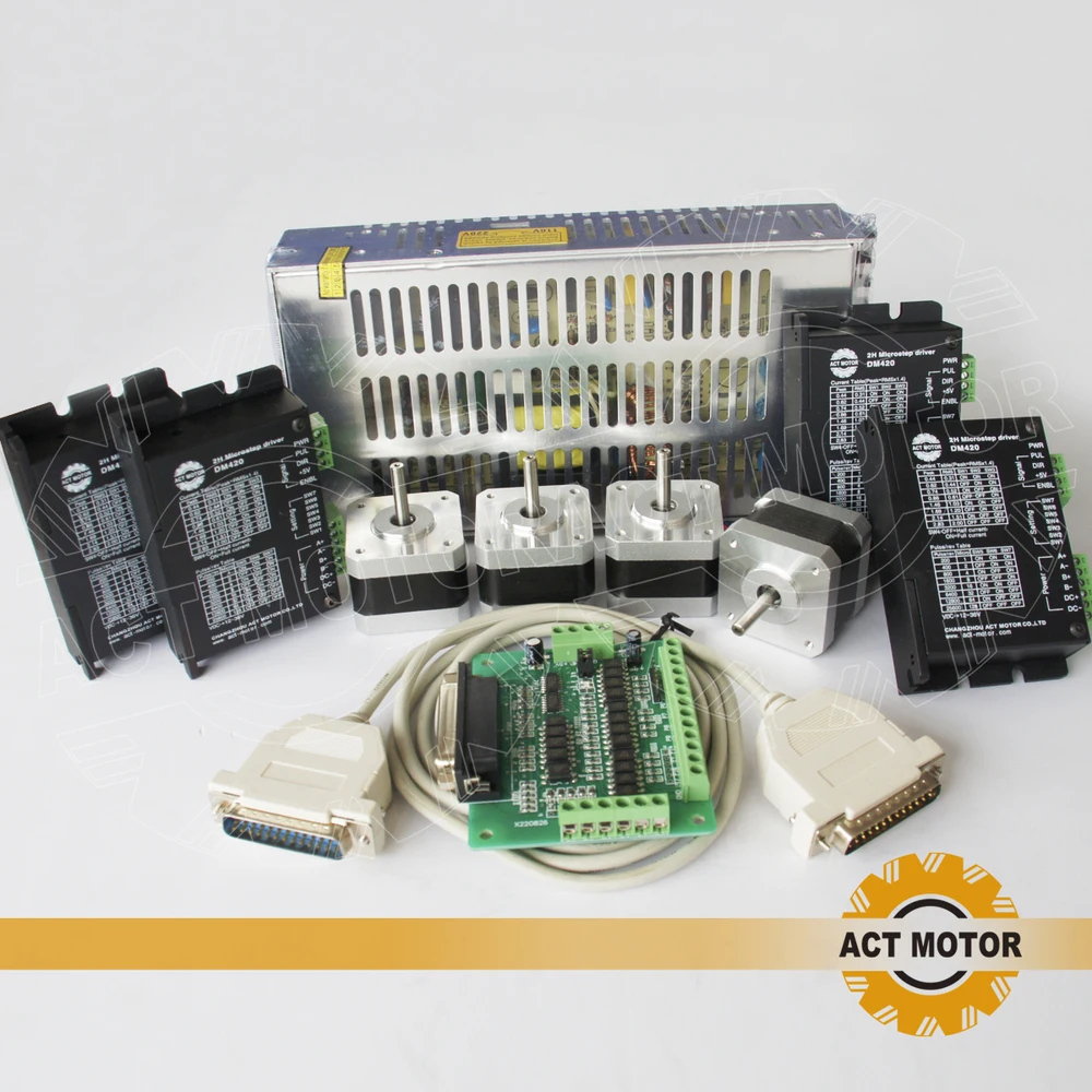 

4-LEAD Nema17 Stepper Motor 40oz-in 4Axis CNC & Driver DM420, 128 Microstep Mill Control