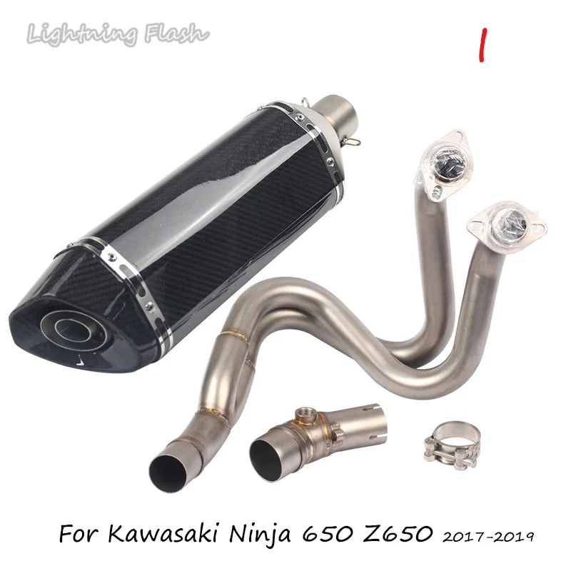 Для Kawasaki Ninja 650 Z650 выхлопная система глушитель выхлопная труба+ передняя Соединительная труба DitrBike Escape Slip ON - Цвет: I
