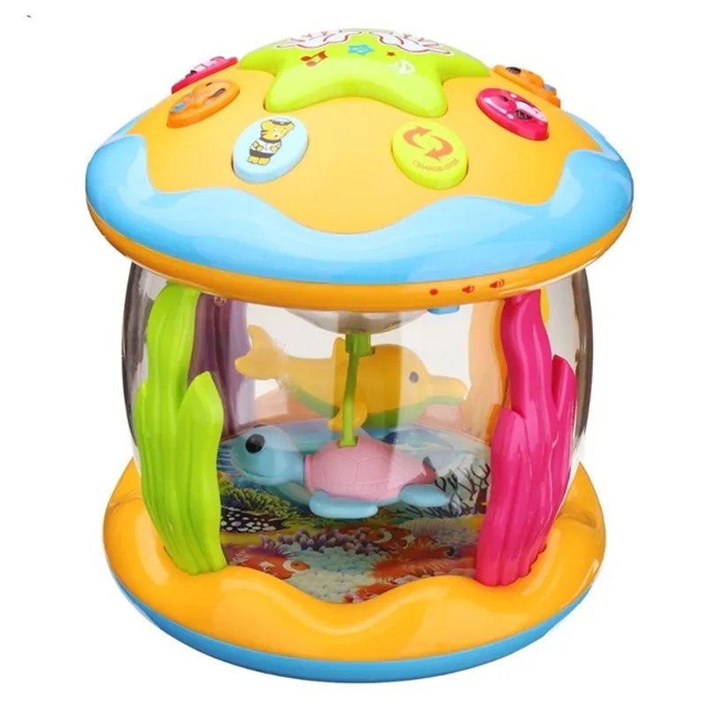 

Kids Puzzled Ocean Hand Drums Baby Kids Musical Toys Drum Rattles Toy Light Acousto-optic Educational Toys Gift