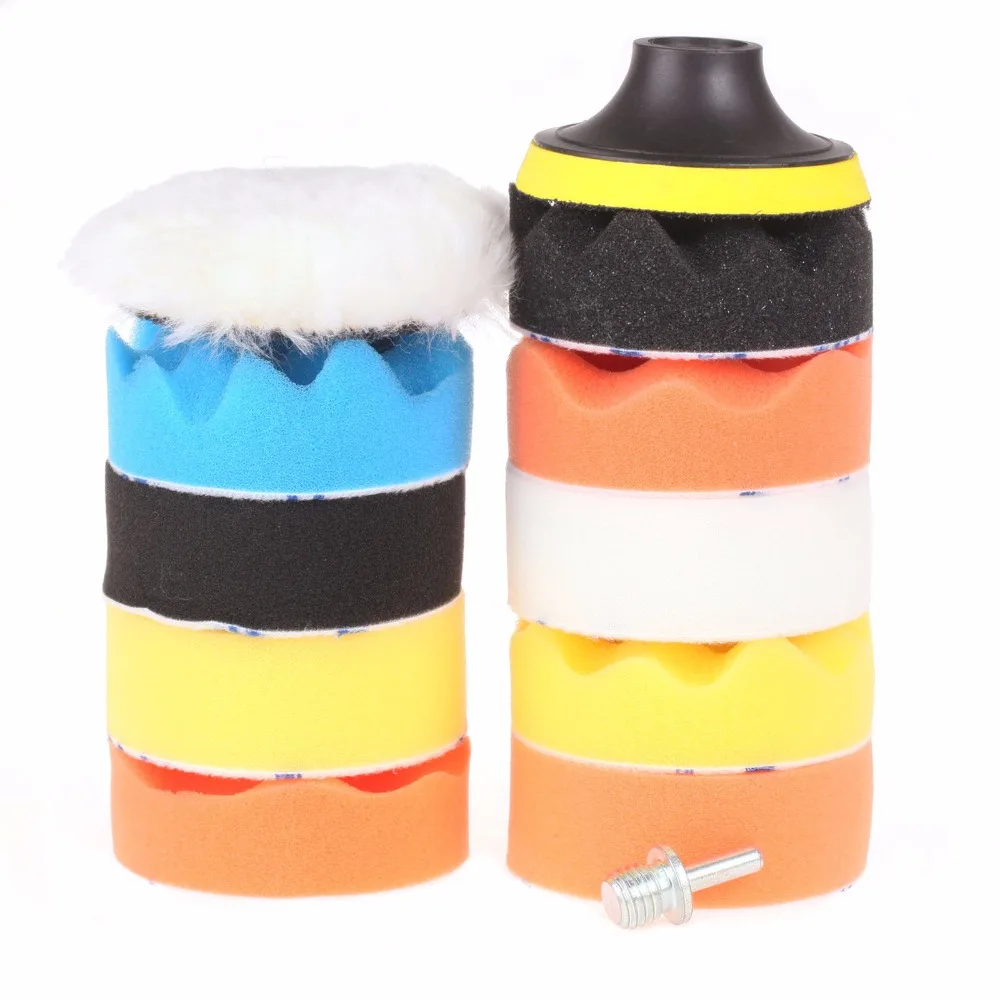 

ZFE 11Pcs 3"/4"/5"/6"/7" Polishing Pad Waxing Buffing Pad Sponge Backer Plate Backing pad Kit Set For Car Polisher